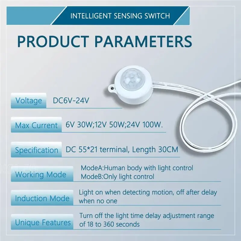 New Tech PIR Body Infrared USB Motion Sensor Switch 5V - 24V 5A Photosensitive Sensor Detector For Single Color RGB LED Strip