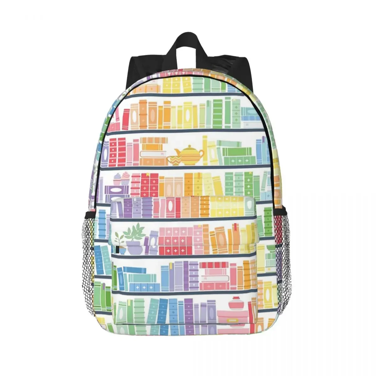 Rainbow Books Shelf Pattern Backpacks Teenager Bookbag Casual Students School Bags Travel Rucksack Shoulder Bag Large Capacity