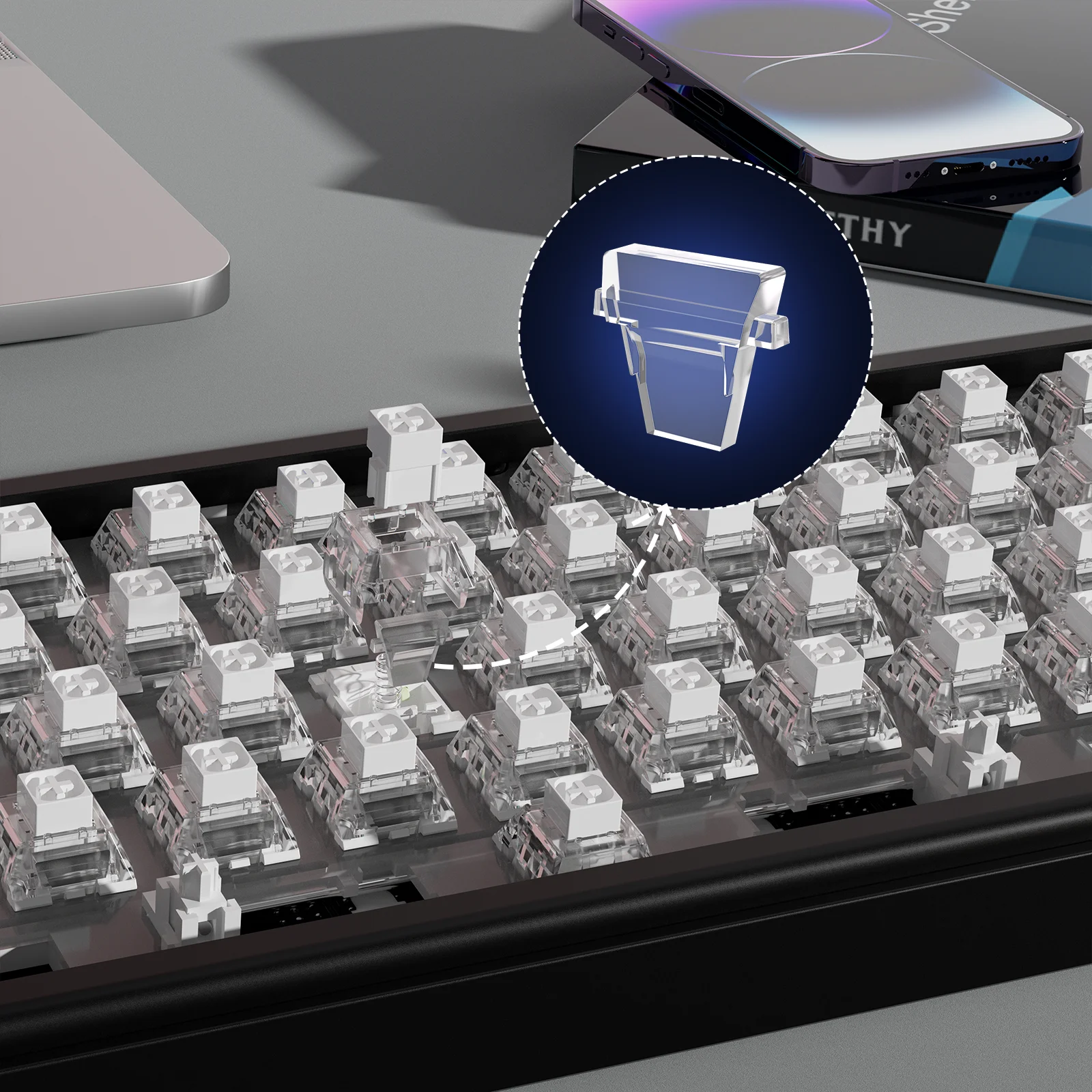 Kailh Box White Pro Switches for mx Mechanical Keyboard,3-Pin Thick Clicky/Firm Response/Gaming/RGB/Crisp Sound Switches