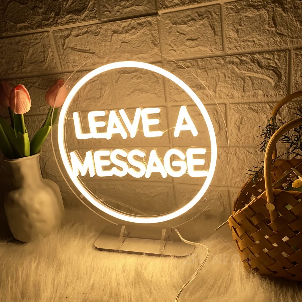 LEAVE A MESSAGE Neon Sign Led Lights Guestbook Wedding Decor Room Reception Desk Table Sign LED Neon Lights Personalized Gift