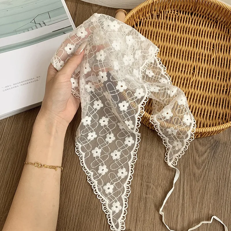 

Lace Scarf Multifunctional French Headband Hair Band Triangle Shawl Waist Belt Corset Rustic Spring Style Soft Premium for Women