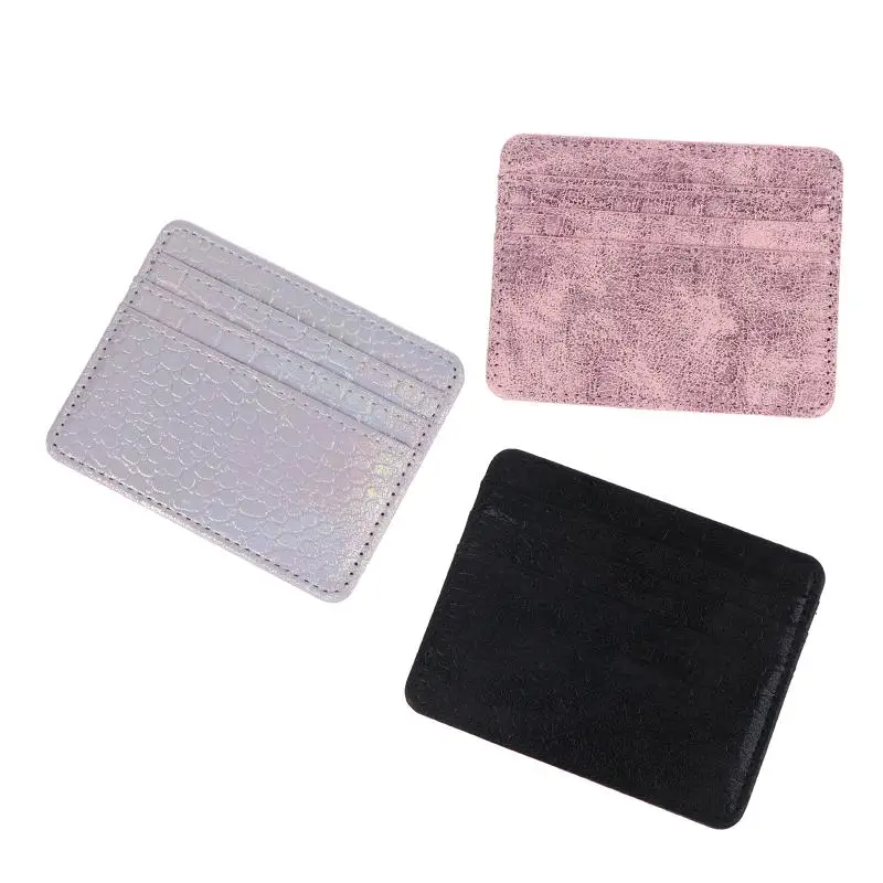 Ultra-thin Leather Mini Wallet Slim Bank Card Holder Men's Business Small ID Case For Women Purse 4 Slots Cardholder