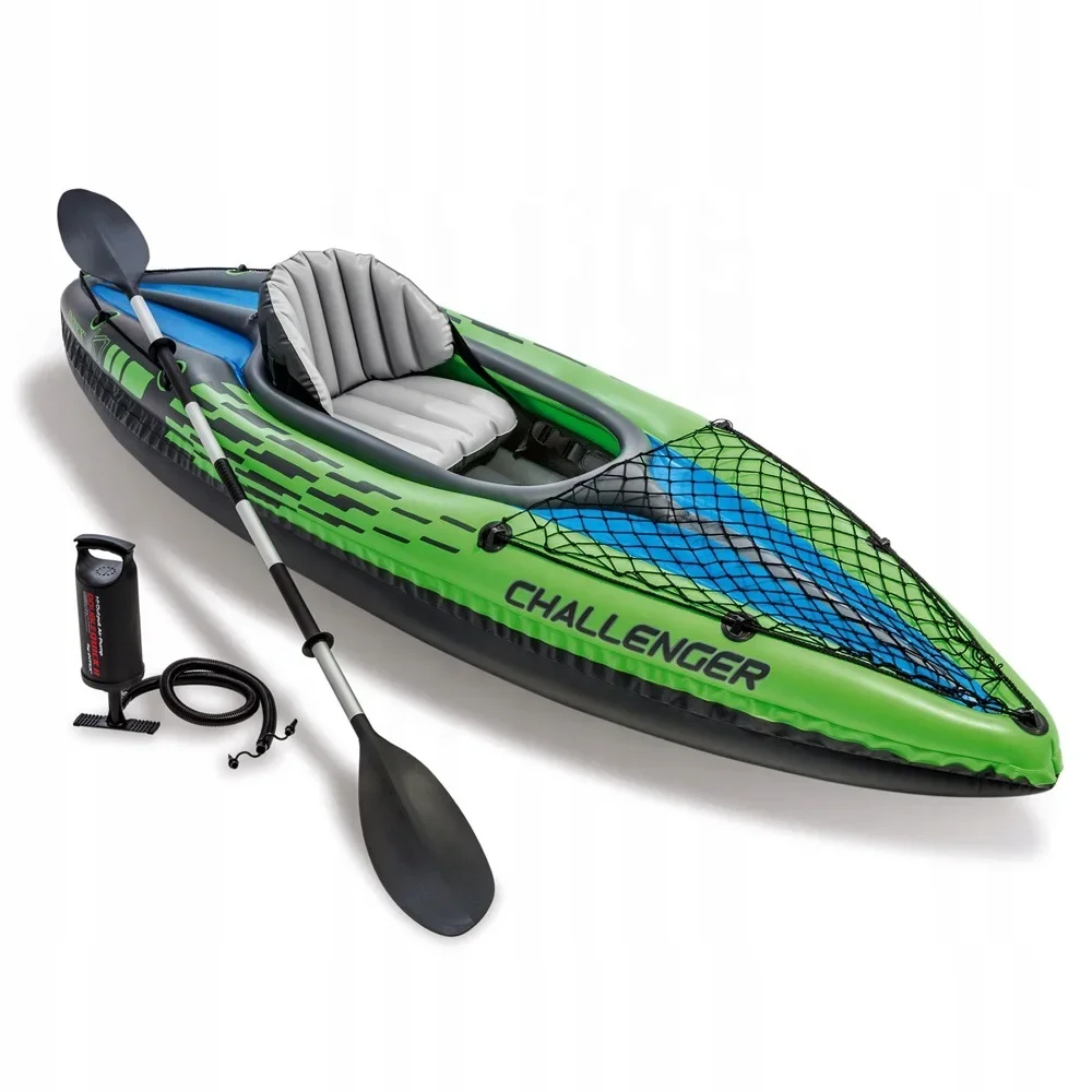 274 Cm Intex 68305 Challenger K1 One Person Inflatable Canoe Raft Ocean Kayak With Oar Hand Pump