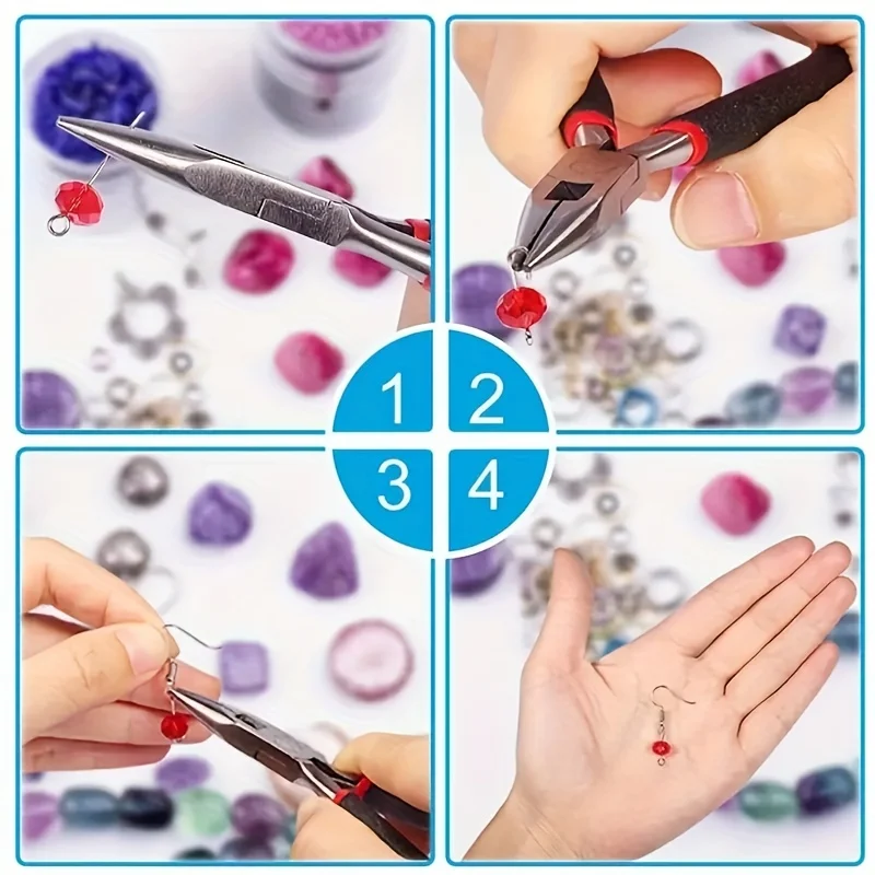 900pcs Jewelry Making Beginner Kit Earrings Necklace DIY Bead Pliers Tool Set Jewelry Repair Tool Set Suitable for Beginners image 6