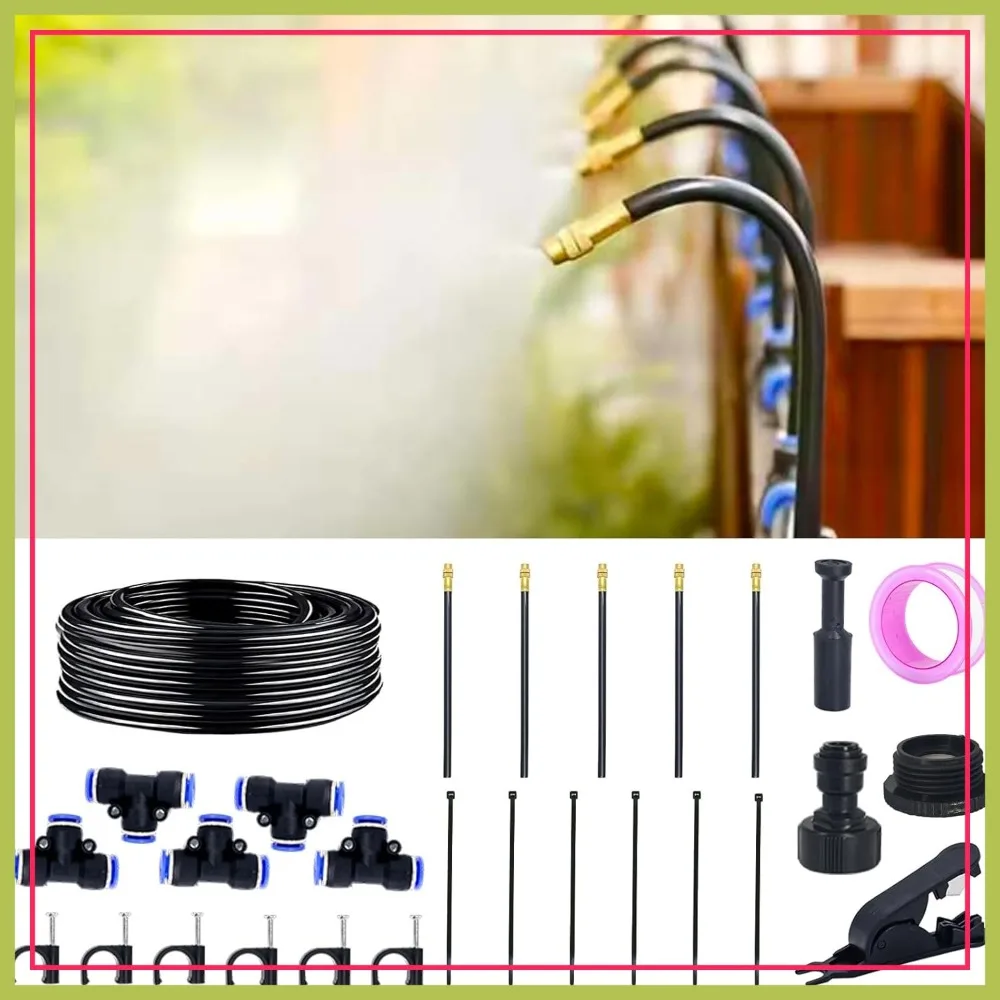 

360° Adjustable Drip Irrigation System - 20FT Garden Watering with 5 Nozzles, Raised Bed Sprinkler, Mister for Yard Lawn Plants, 5/16" Tubing