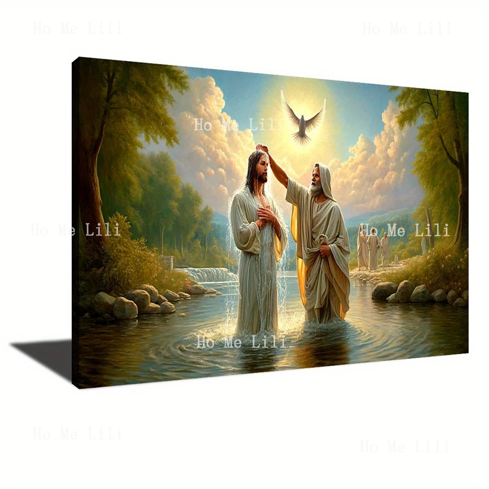 Baptême Jour Rivière des Accidents Témoin du Christ Ministère de John Toile Art Mural pour Chambre Salon Maison Bureau Décor