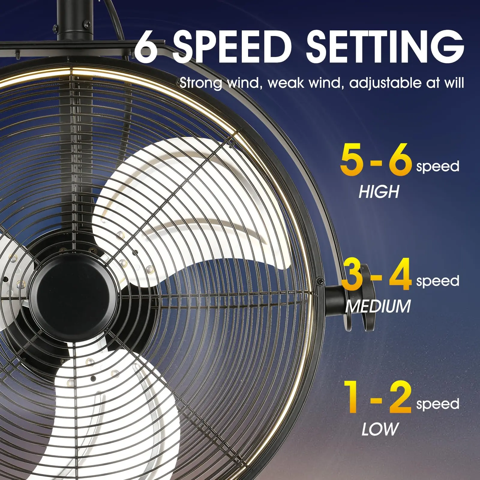 Net Cover Sealing Fan Led Lighting Wall-mounted Smart Cooling Ceiling Fan with Light 360° Rotating Home Balcony Living Room Fan