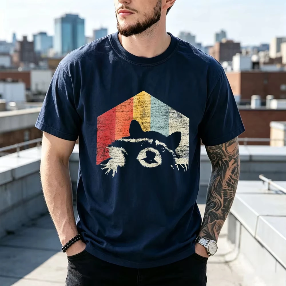 Vintage Racoon Gift Tee Unisex T-Shirt Summer Fashion Vintage Casual Women Men Graphic Tshirts Camisetas Tops