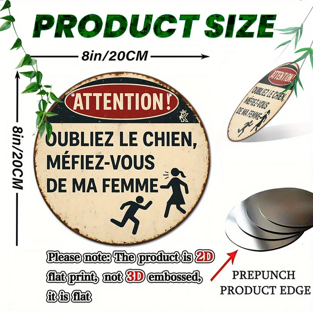 2D Flat - 2D Plane, 1pc, Retro Metal Sign, Decorative Plaque And Ornament (20.32 cm X 20.32 cm), Humorous Warning Style, Funny H