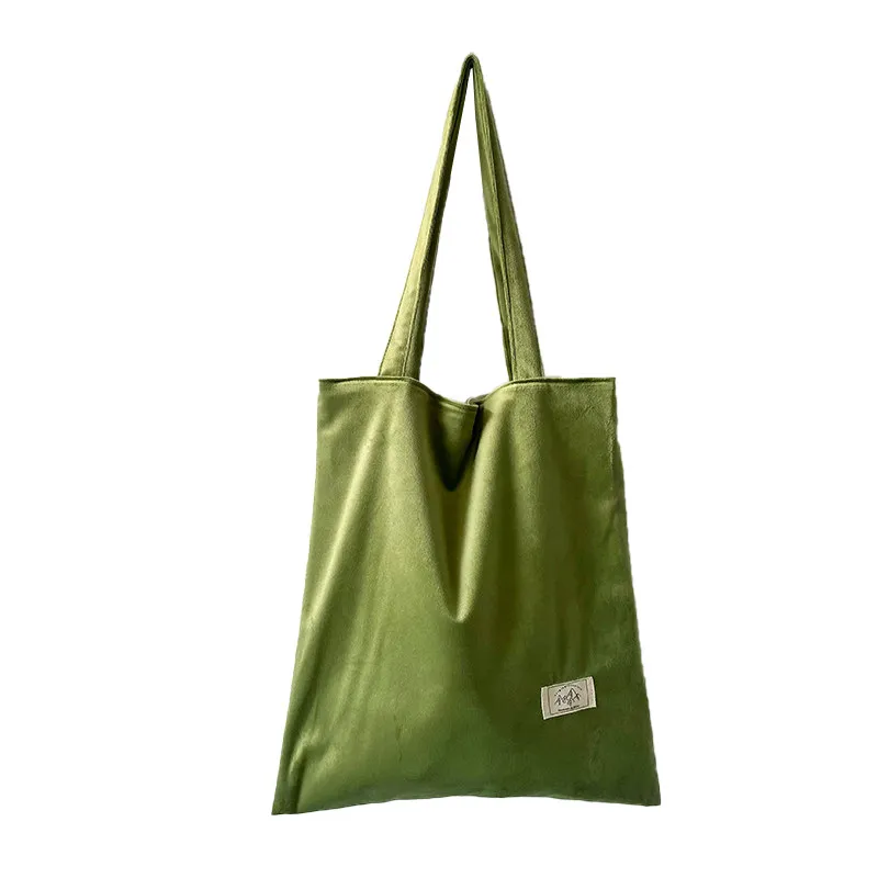 Women's Olive Green Velvet Tote Bag Casual Large Capacity Shoulder Bag for Daily Commute Shopping Travel