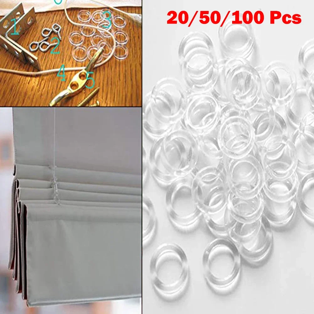 ローマンブラインド用透明プラスチックカーテンリング,垂直リング,コードガイド用パーツ,11mm, 20個,50個,100個