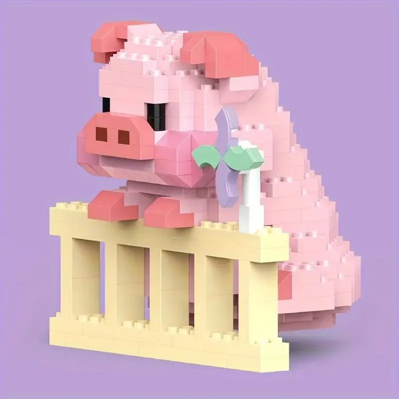 Pig Animal Mini Cute Building Block Set Cow Kawail Model for Girls and Boys Toys Kit Gifts for Adults and Kids