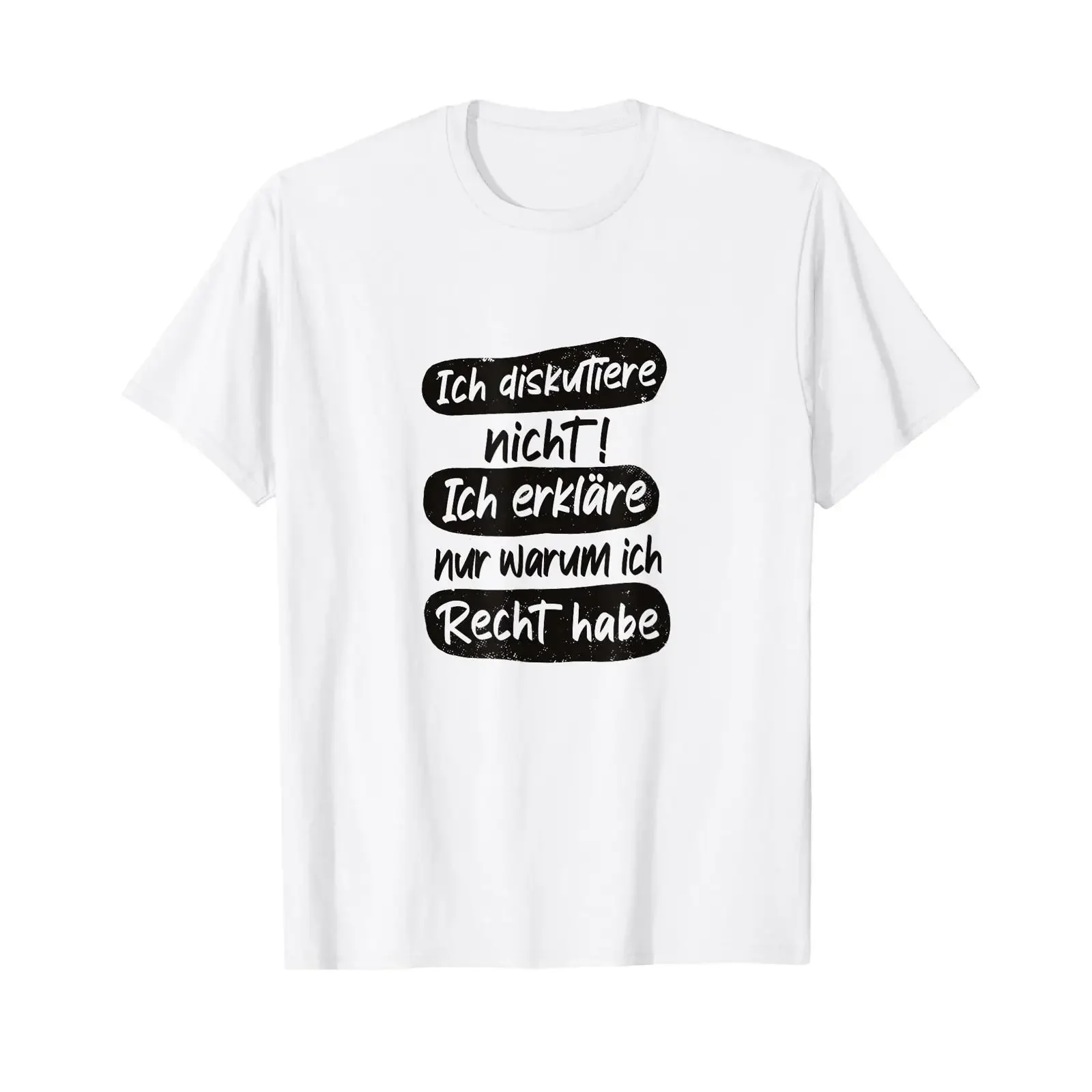 T shirt with German text Ich esklre nur warum Recht habe Language White s vintage Washed Breathable Stretched graphic
