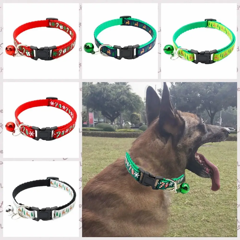 with Bell Christmas Cat Collar Snowflake/Elk Deer Pattern Polypropylene Christmas Pet Collar White/Green/Red Adjustable