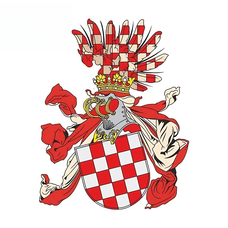 Vintage Croatia Historical Heraldry Coat Of Arms Waterproof Car Sticker Retro Checkerboard Pattern Vinyl Decal