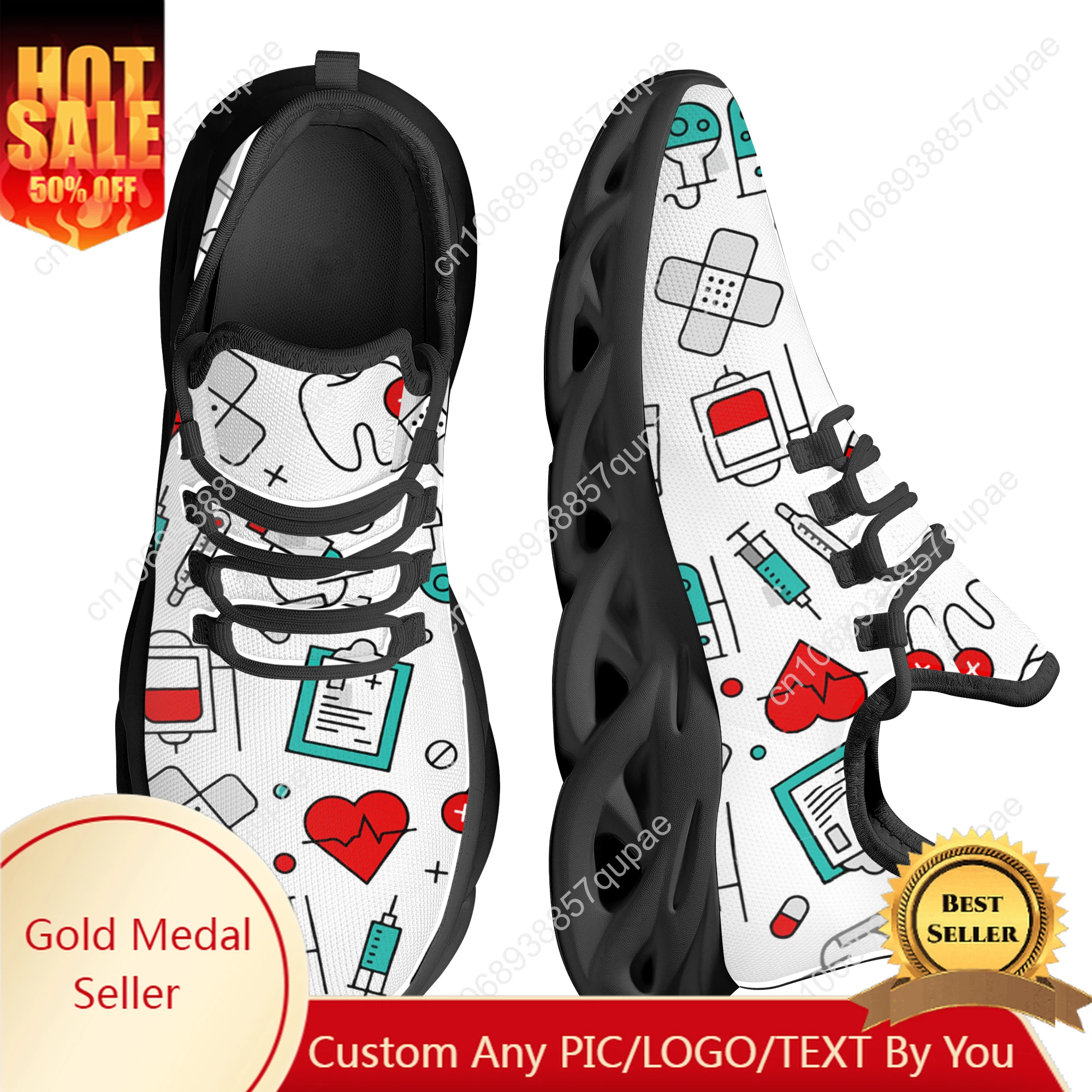 

Cute Cartoon Medical Pattern Nurse Flats Sneakers Shoes Men Women Sports Shoes Fashion High Quality DIY Sneaker Custom Made Shoe