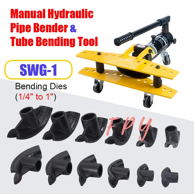 Troqueles dobladores para dobladora de tubos hidráulica y herramientas para doblar tubos, dobladora de tubos hidráulica manual SWG-1 de 1/4" a 1"