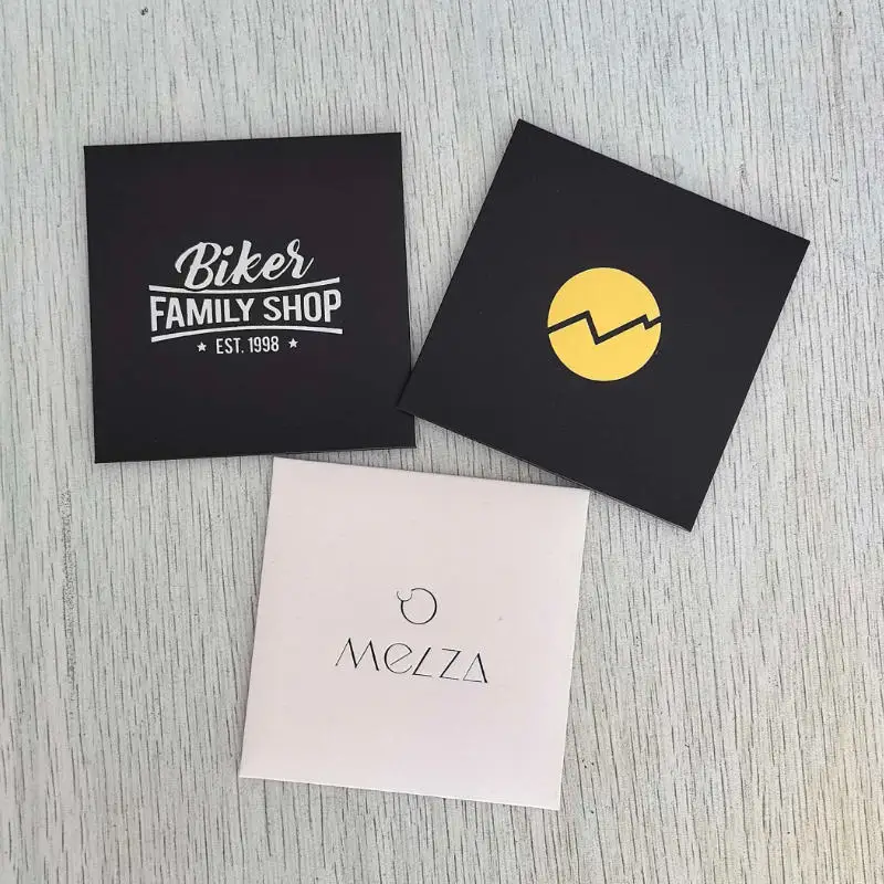 100Pcs Black Paper Cases with Customized Logo 8.5x8.5cm White Envelope Printed Silver/Gold/Black 8x8cm Polishing Cloth