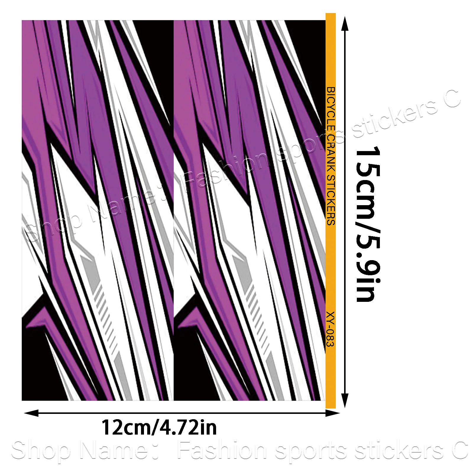 1 Set Purple & White Geometric Waterproof PVC Crank Arm Stickers, Compatible with MTB Road Bike