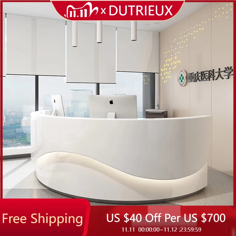 

U Shape White Reception Desks Welcome Front Desk Drawers High Quality Reception Desks Service Modern Scrivania Office Furniture