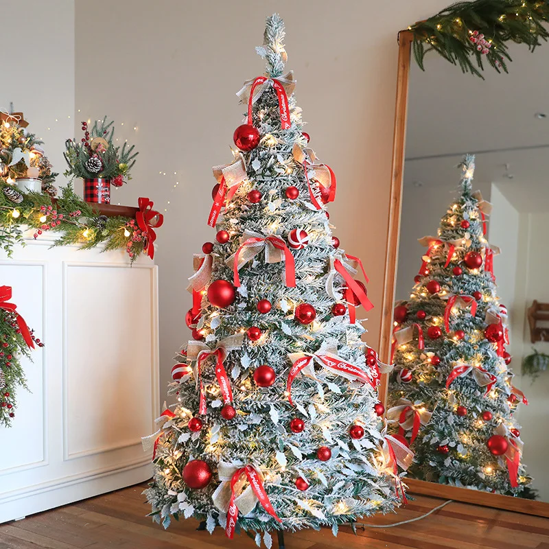 

Collapsible Extendable Christmas Tree 150/180cm Pre-Lit with Decorations Tall Holiday Xmas Tree for Home Festive Party Supplies
