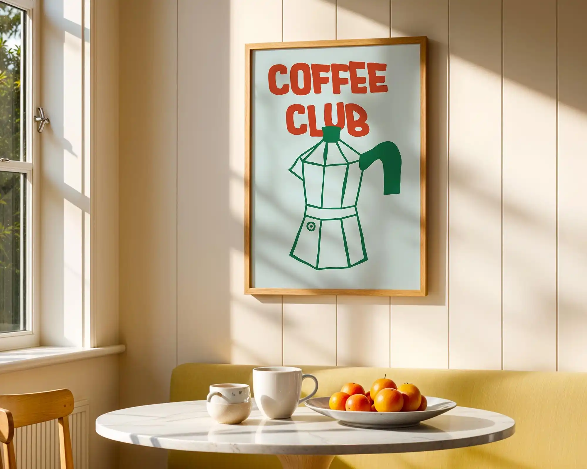 2pcs/set Modern Coffee Club Canvas Posters Unframed Moka Pot & Mugs Wall Art Prints Painting for Kitchen and Living Room Decor