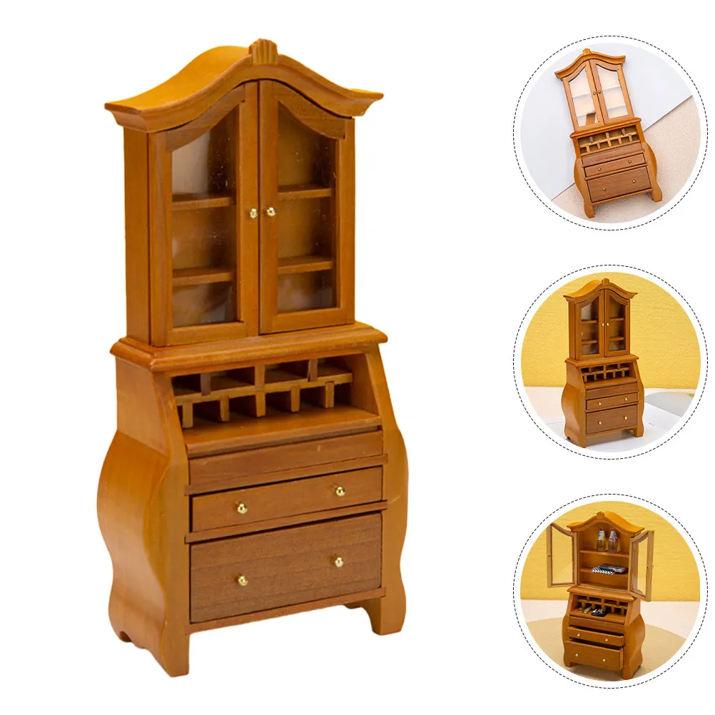 

Miniature Wooden Bookshelf 1:12 Scale Tiny House Furniture Mini Storage Cabinet Miniature Display Shelf for Mini House Decor