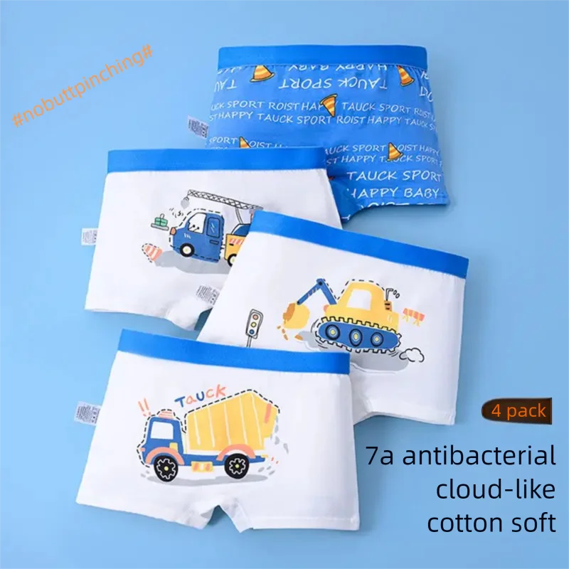 Boys Underwear Cotton Boxer Briefs Print Construction Vehicle Breathable Comfortable To Run Boy Children Underpant Panties 1-10Y
