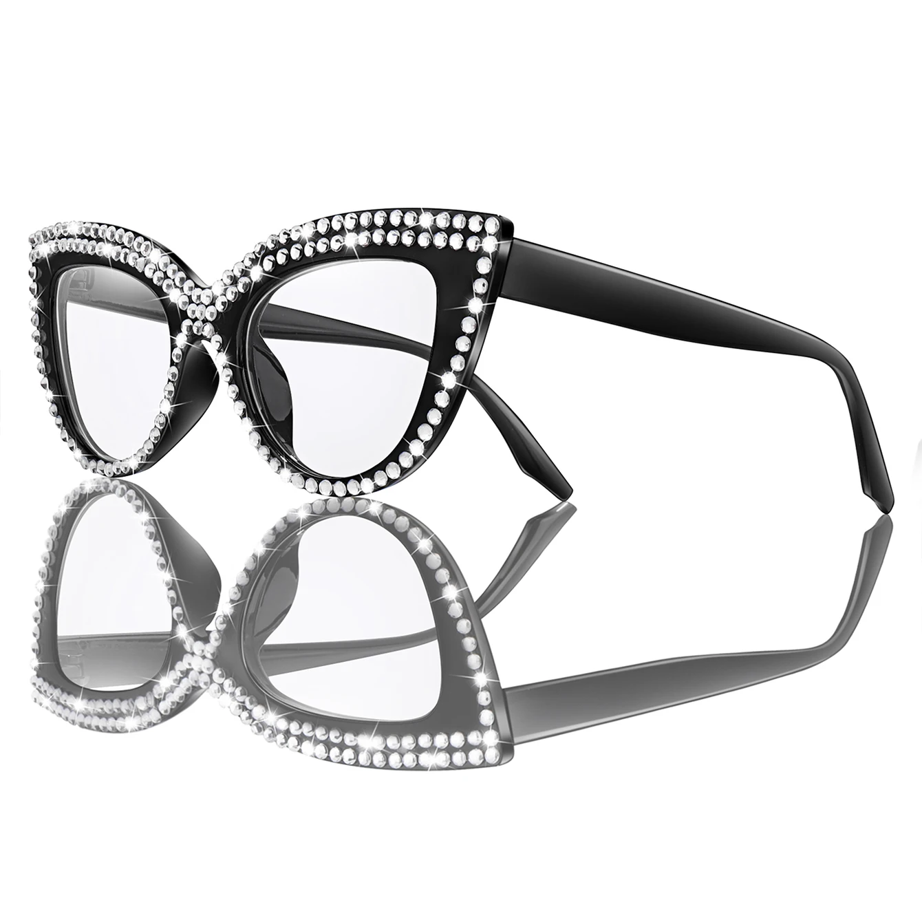 نظارات قراءة عصرية للنساء، نظارات تزيين جميلة على شكل عين القطة الماسية لقارئ المجلات وركوب الأمواج على الإنترنت