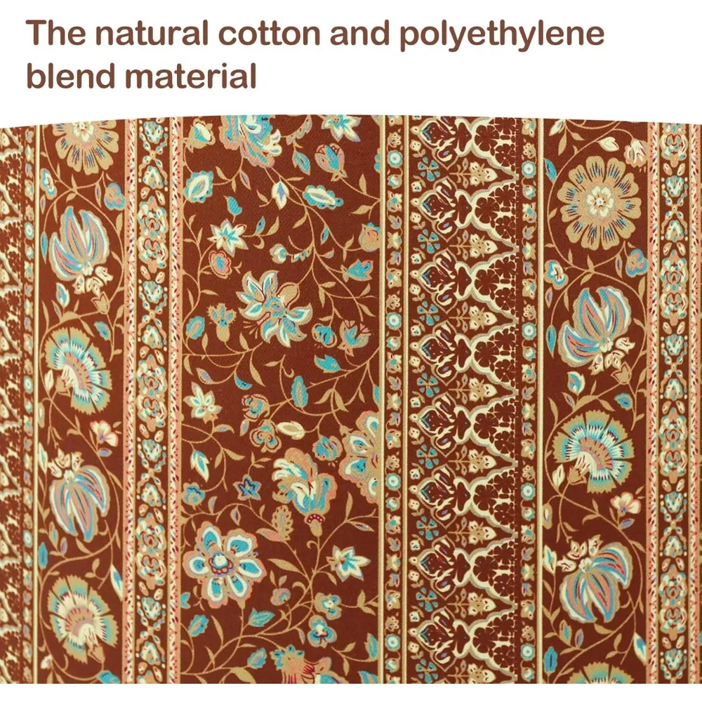 غطاء مصباح الطبل، مخطط بني متوسط مطبوع بوهو كونتري 13x13x10 في أباجورة من نسيج القطن لمصابيح الطاولة ومصابيح الأرضية والأسرة