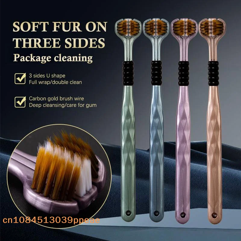 {QTG333} 1/2/4/8 PcsThree Sided Soft Bristled Toothbrush Adult Household Cleaning And Gingival Protection Advanced Toothbrush