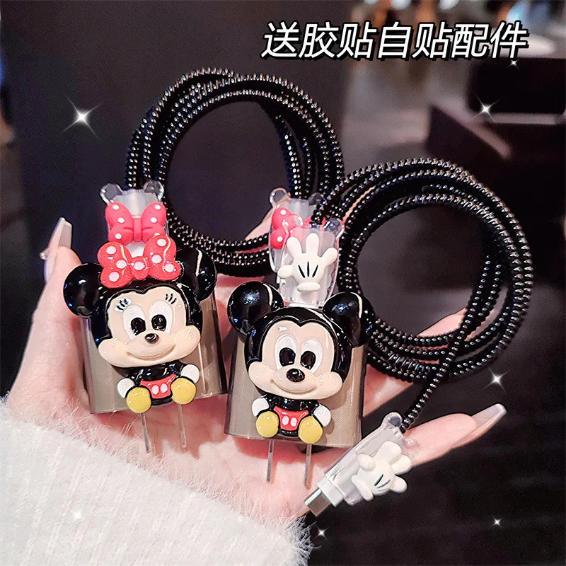 DIY Disney Mickey Minnie For iphone Charging Charger USB Data Cable Protector Case Cover,18W/20W Charger Case For iphone 15