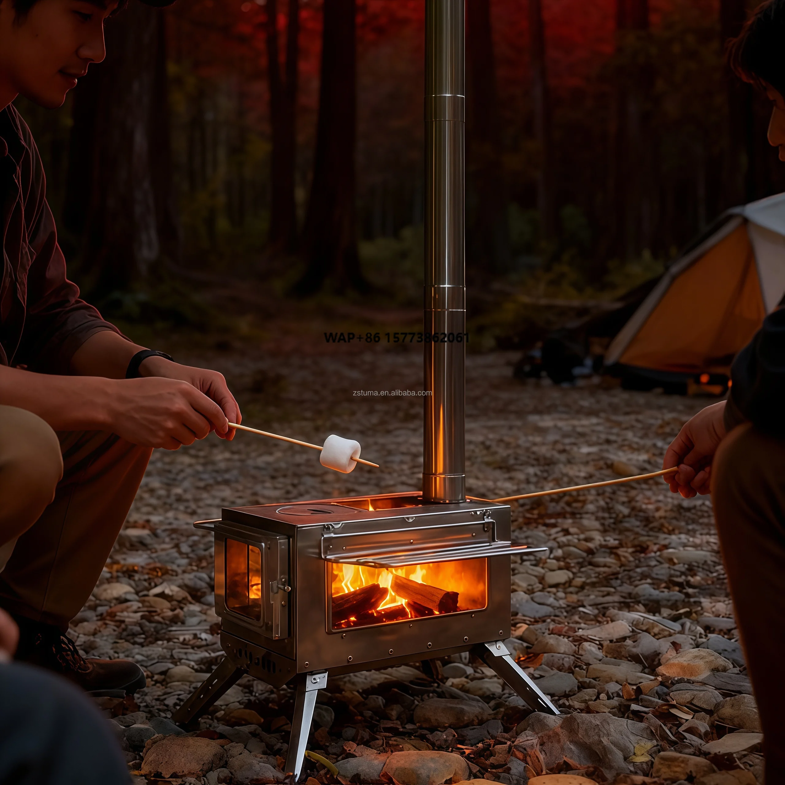 Outdoor Chimenea Black Coating Fire Pit Garden Firewood Burning Carbon Steel Firepit Outdoor