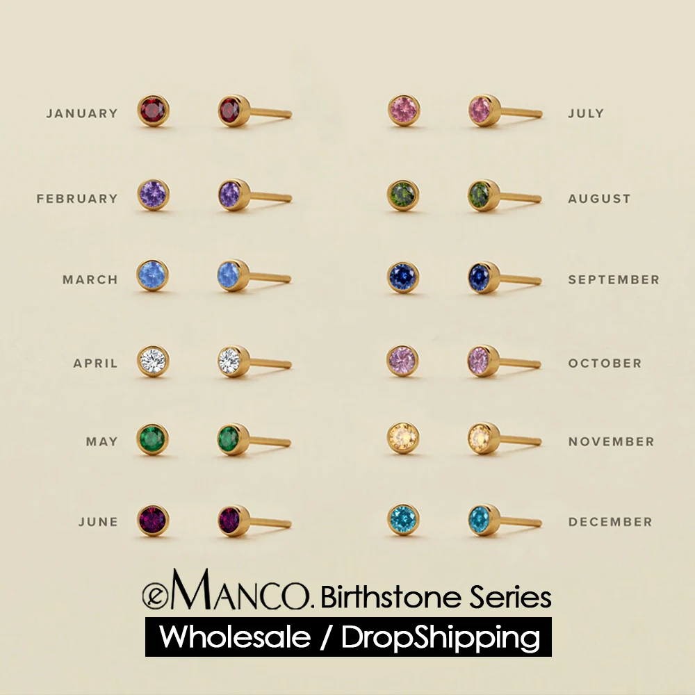 eManco Piercing kolczyki Push-Back Piercing bezpieczne dla kobiet minimalizm prezent hurtownia Birthstone ze stali nierdzewnej kolczyk do ucha
