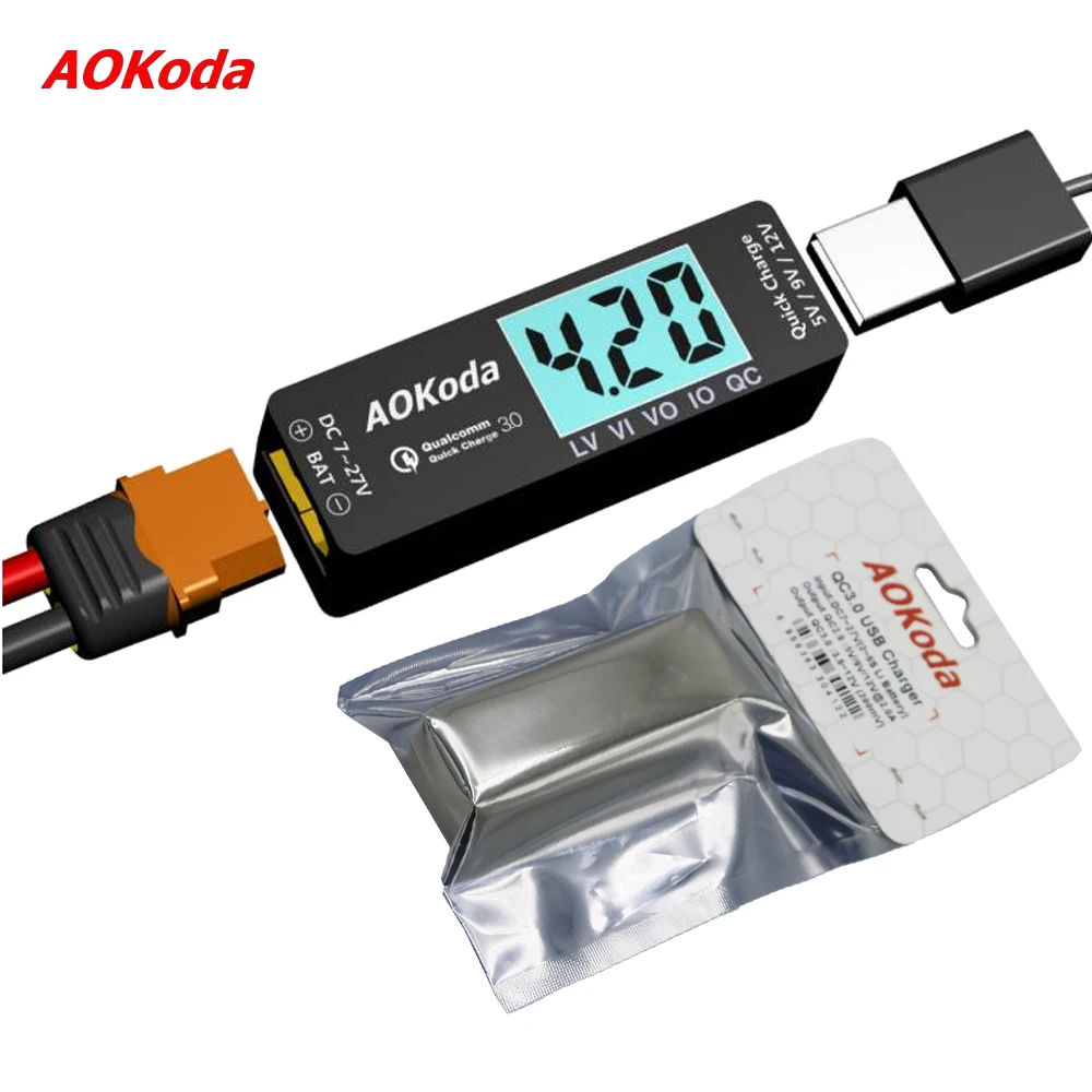 AOKoda QC3.0 Quick Charger Lipo Battery To USB Power Converter Adapter For Smartphone Tablet PC Phone DIY Part