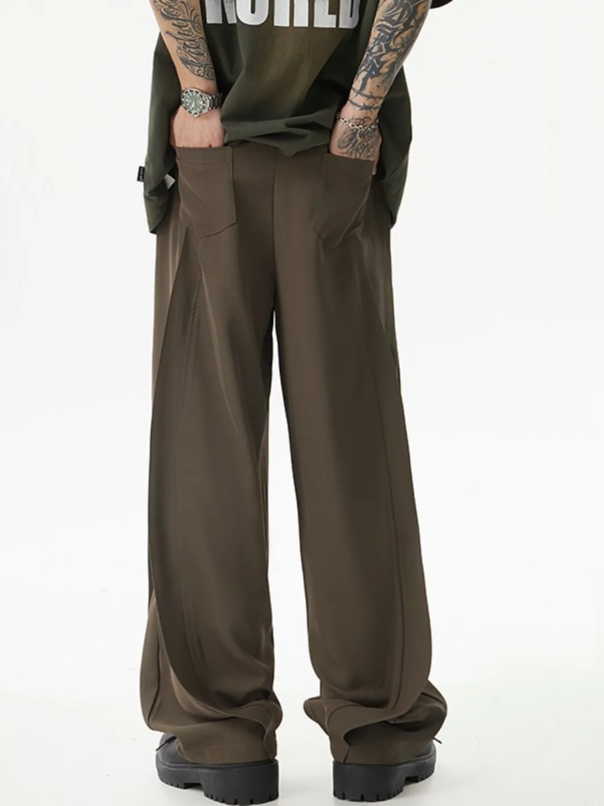 

Мужские летние тонкие свободные брюки из ледяного шелка с широкими штанинами, прямые повседневные брюки в американском уличном стиле, модель Small West