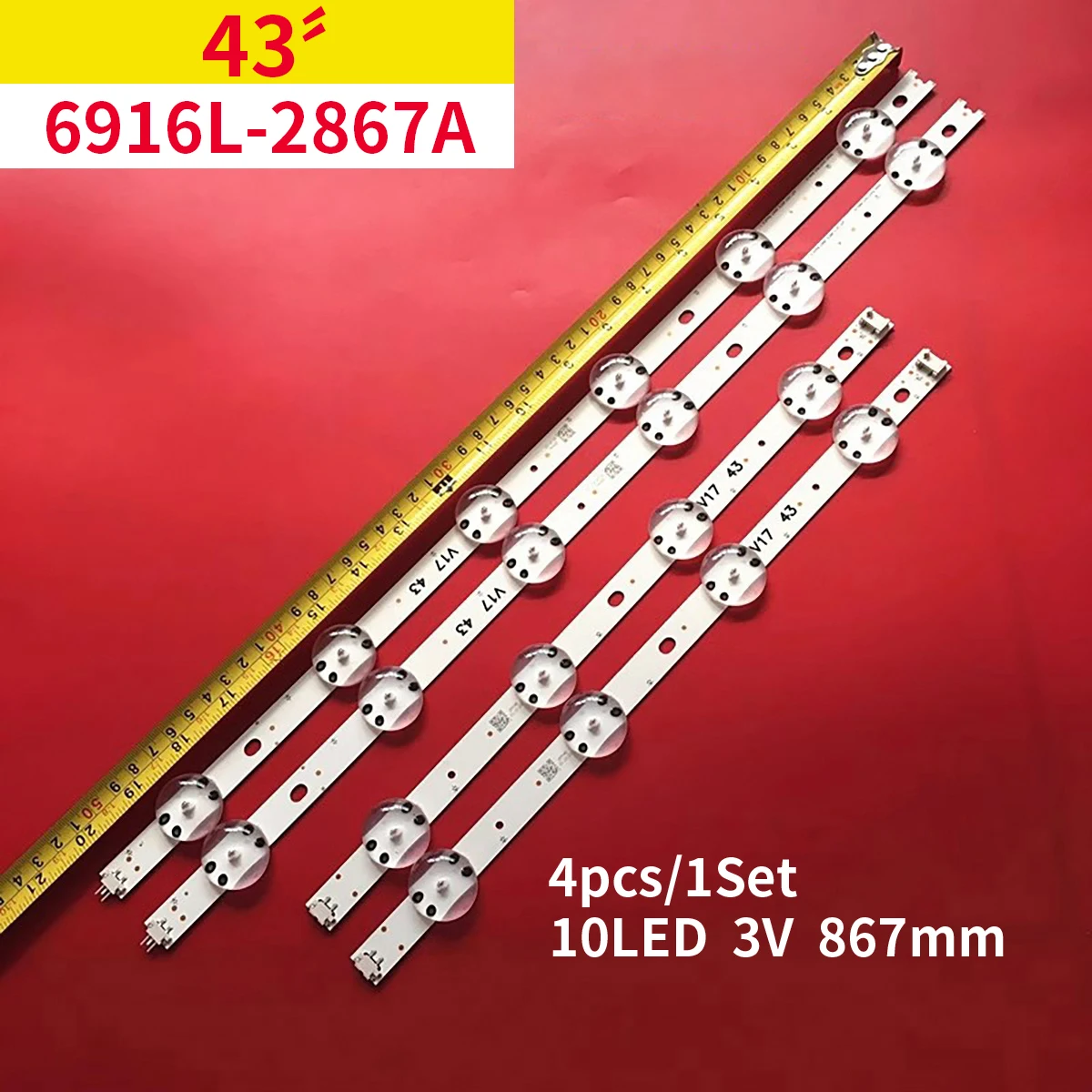 LED strips(2) 10LED For 43UJ6517 43UJ6510 43LJ622V 43UJ6525 43UJ6565 43UJ675V 43UJ655V 43UJ651V 43UJ670V 43LV340C 43LJ610V