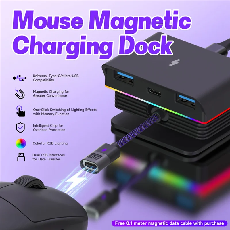 

Магнитная зарядная док-станция для мыши RGB для Logitech G PRO X SUPERLIGHT 2 MX Master 3S 3 Anywhere VGN VXE R1 Max AJAZZ AJ199