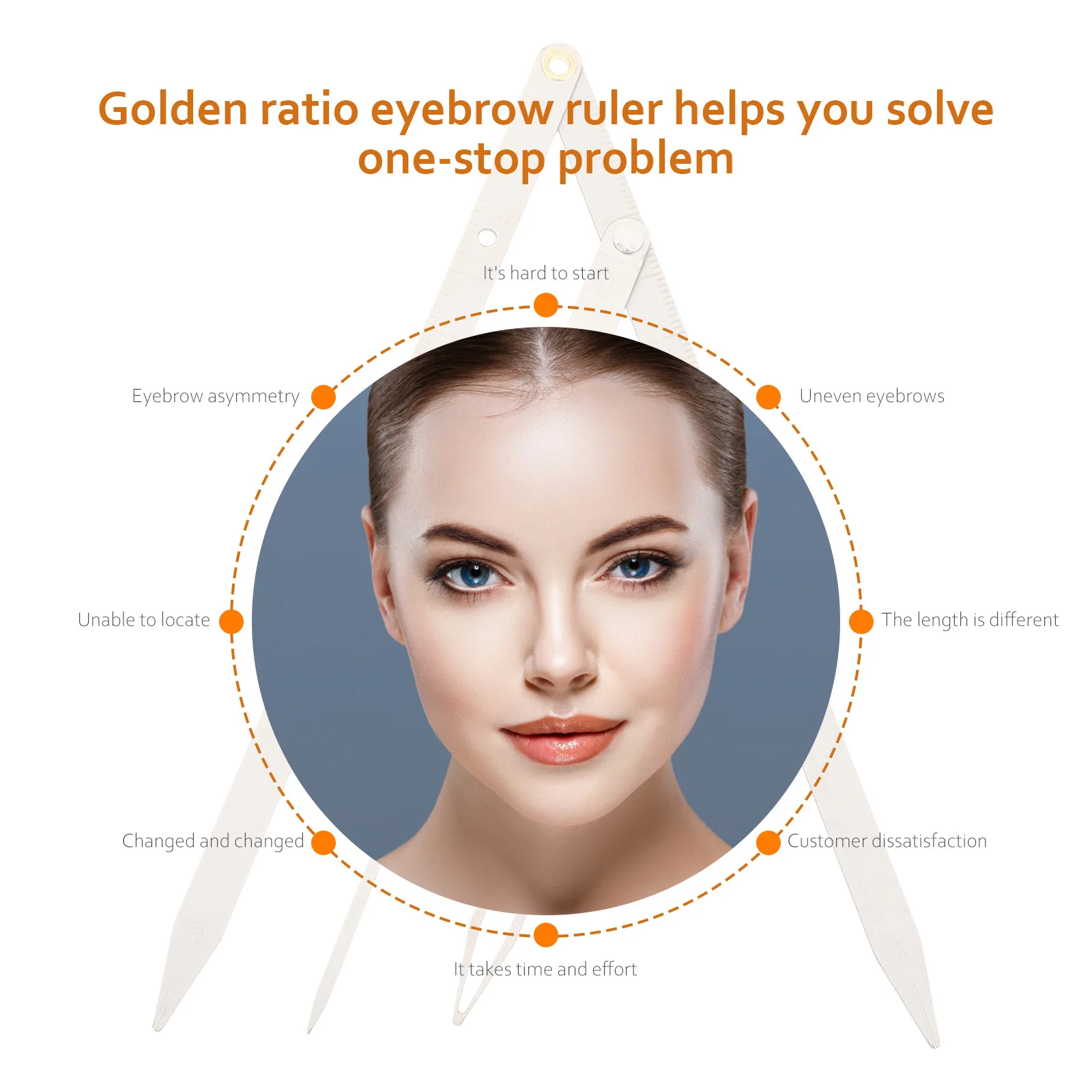 

1Pcs Adjustable Stainless Steel Eyebrow Ruler Sliding Golden Ratio Measuring Tool Durable Precision for Eyebrow Microblading