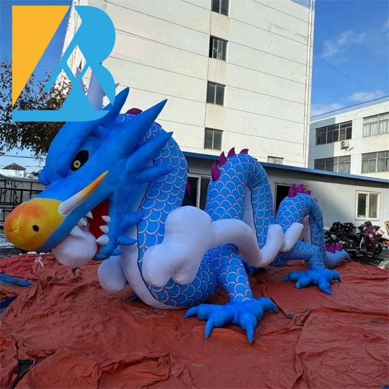 Custom Made 9 Meters Length Large Blue Inflatable Dragon for Event Party Decor Toys