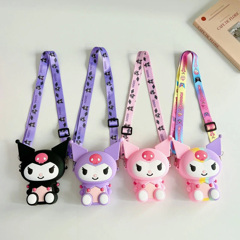 Sanrio Hello Kitty Lovely Kawaii Fashion Silicone Crossbody Outdoor Children's Zero Wallet Small Storage Purse Cartoon Bag Gift