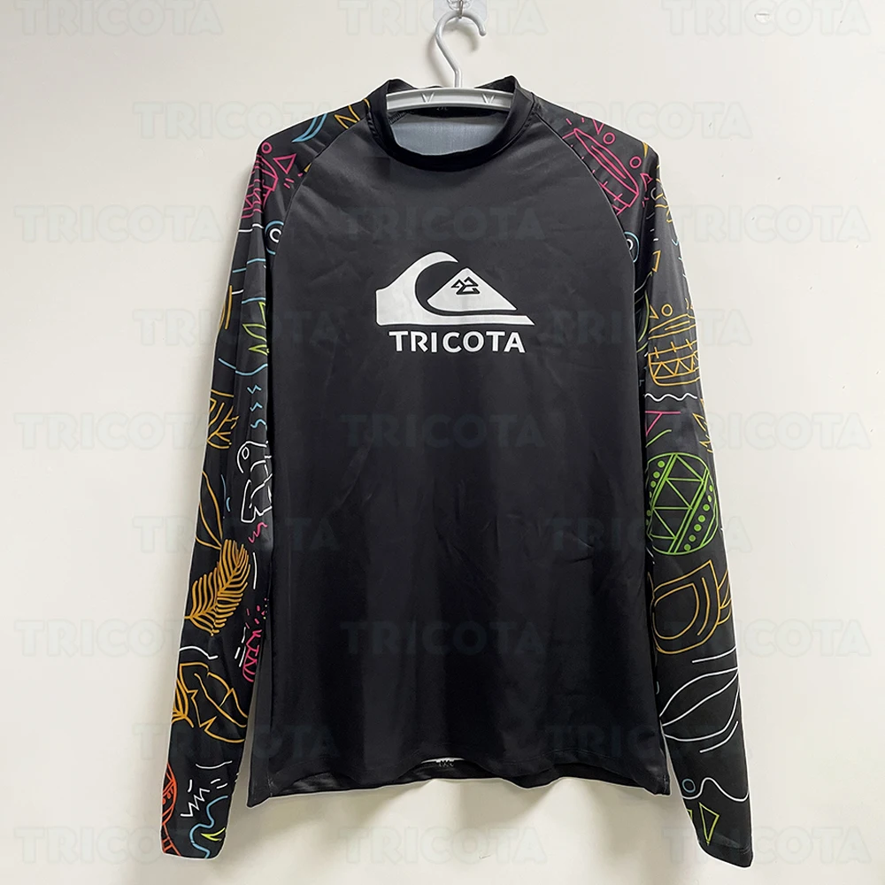 Men\'s Long Sleeve Surf Shirt Rashguard UV Protection Beach T-Shirts Swimwear UPF Gym Clothes Elastic Rashguard Surf Swimwear