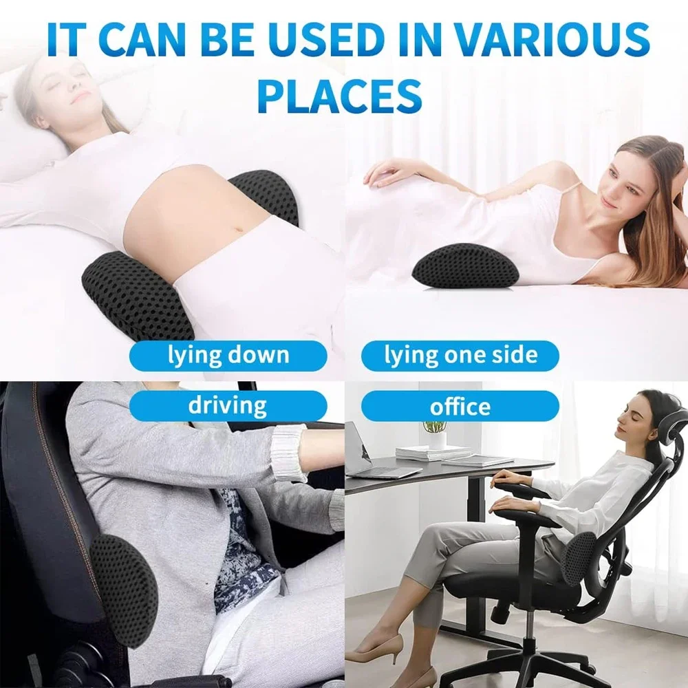 1PC Memory Lumbar Support Pillow For Car Seat Waist, Foam Car Cushion Bed Sleeping Pillow Low Back Cushion Interior Accessories