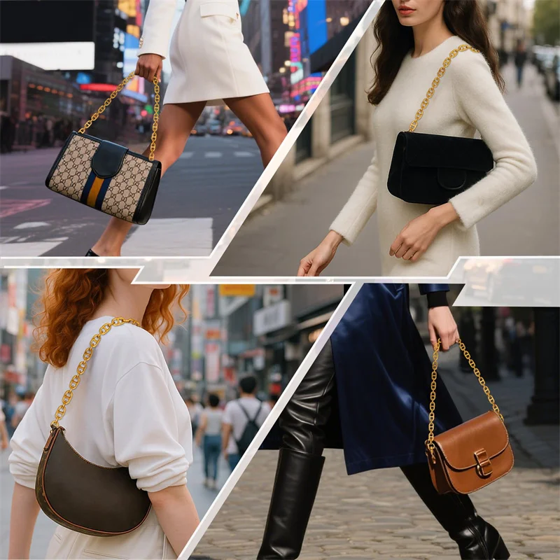 سلسلة محفظة ذهبية من هولين 66 سم ذات نوعية جيدة معدنية ليس من السهل أن تتلاشى حقيبة سلسلة الأشرطة للنساء حقيبة الفتيات