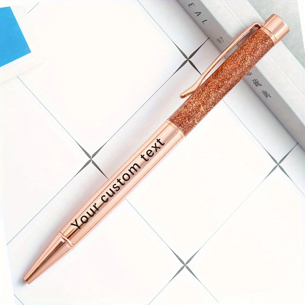 Custom Liquid Sand Round Ballpoint Pen - Personalized Engraved Rose Golden Glitter Pen - Christmas Gift - Bridesmaid Gift view 5