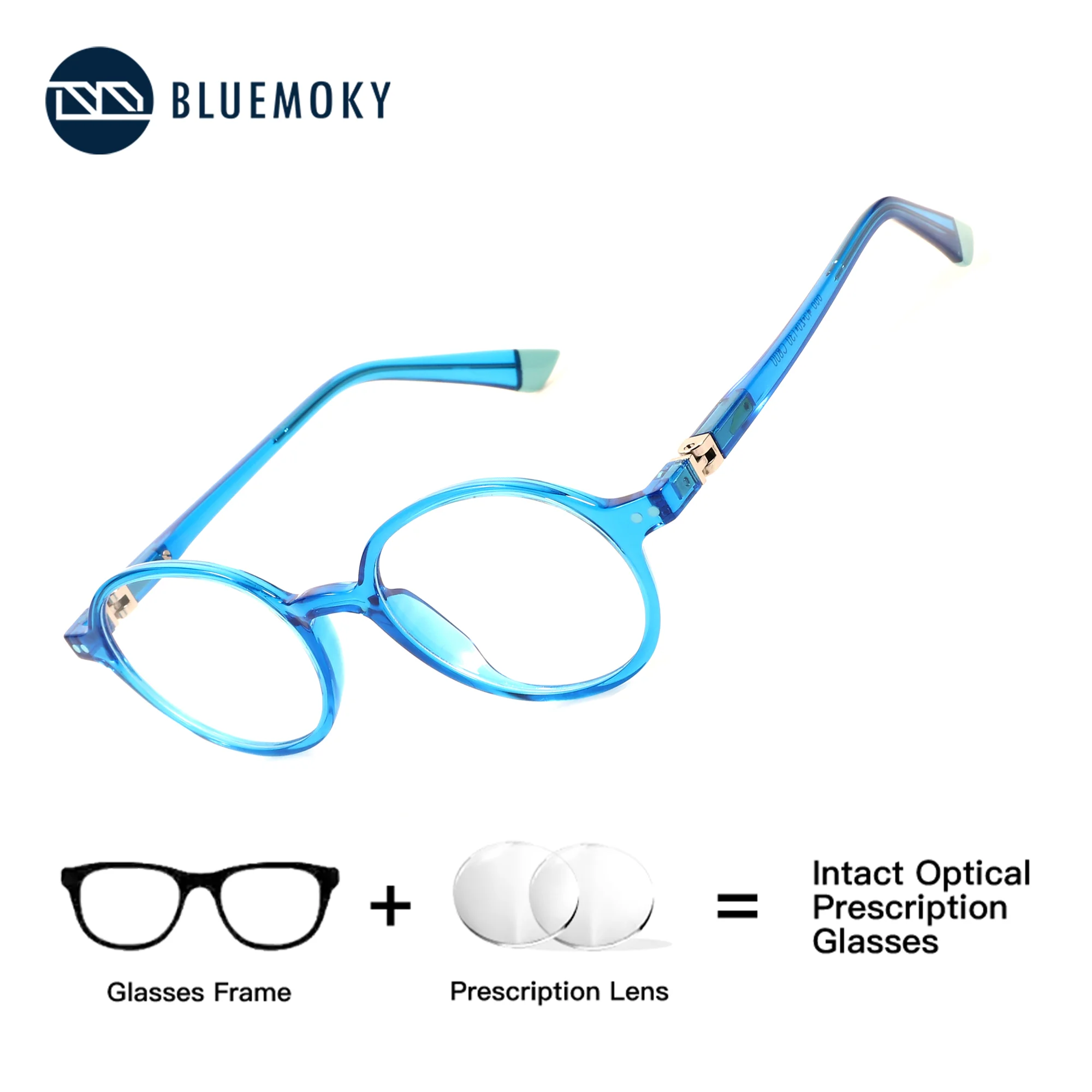 BLUEMOKY S Size Round Prescription Eyeglasses Unisex Photochromic Anti Blue Light Optical Corrective Women's Glasses