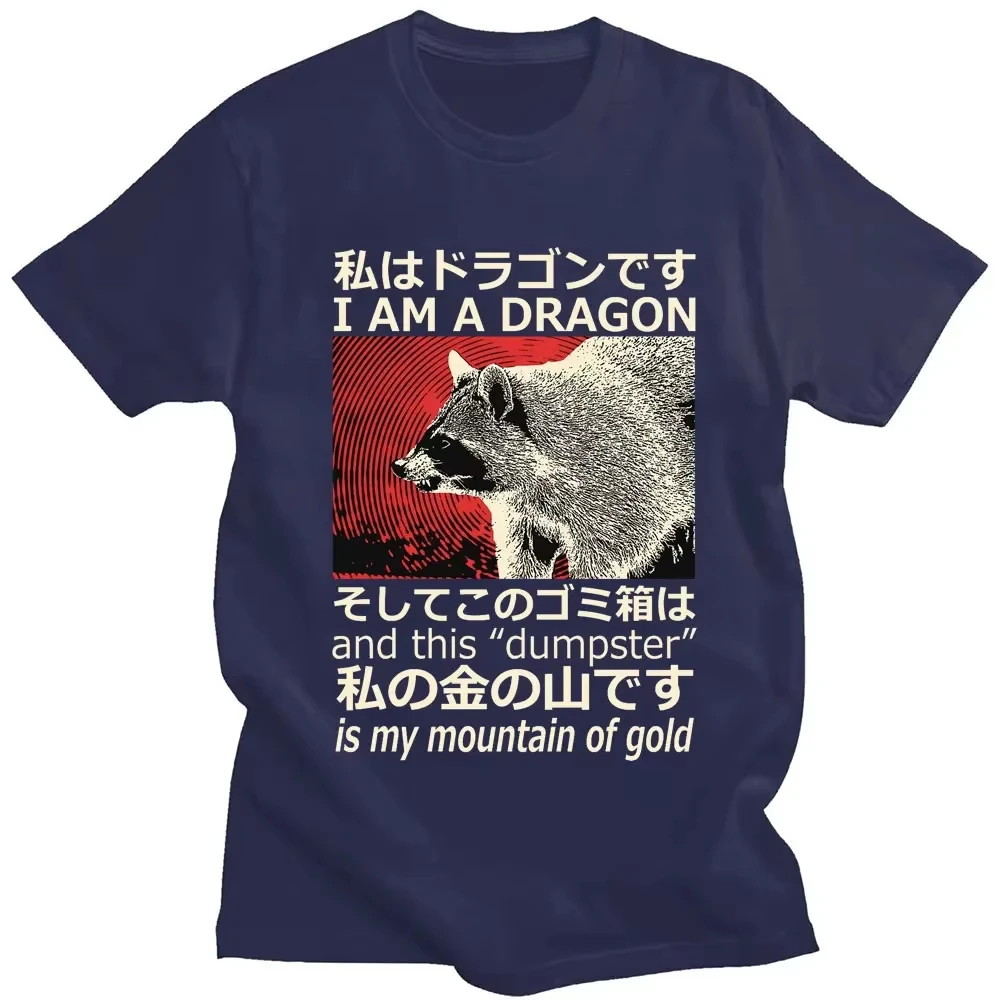 Harajuku ريترو جودة عالية القطن قصير الأكمام المتضخم الرجال النساء الكلاسيكية تي شيرت النمط الياباني التنين الراكون طباعة تي شيرت #2
