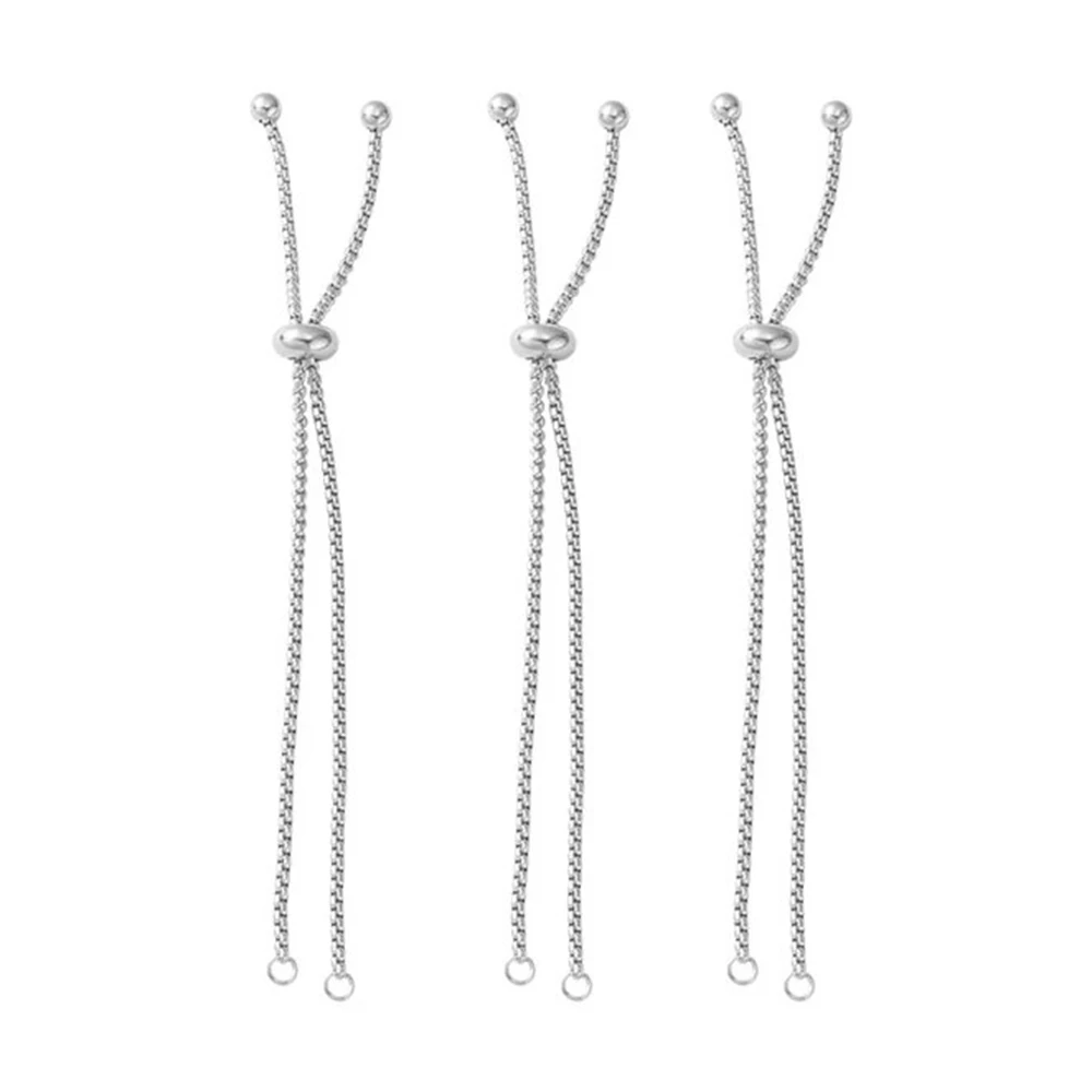 

10pcs/lot Stainless Steel Adjustable Slider Chain Bracelet Accessories With Open Jump for DIY Loops Connector Pendant Bracelets