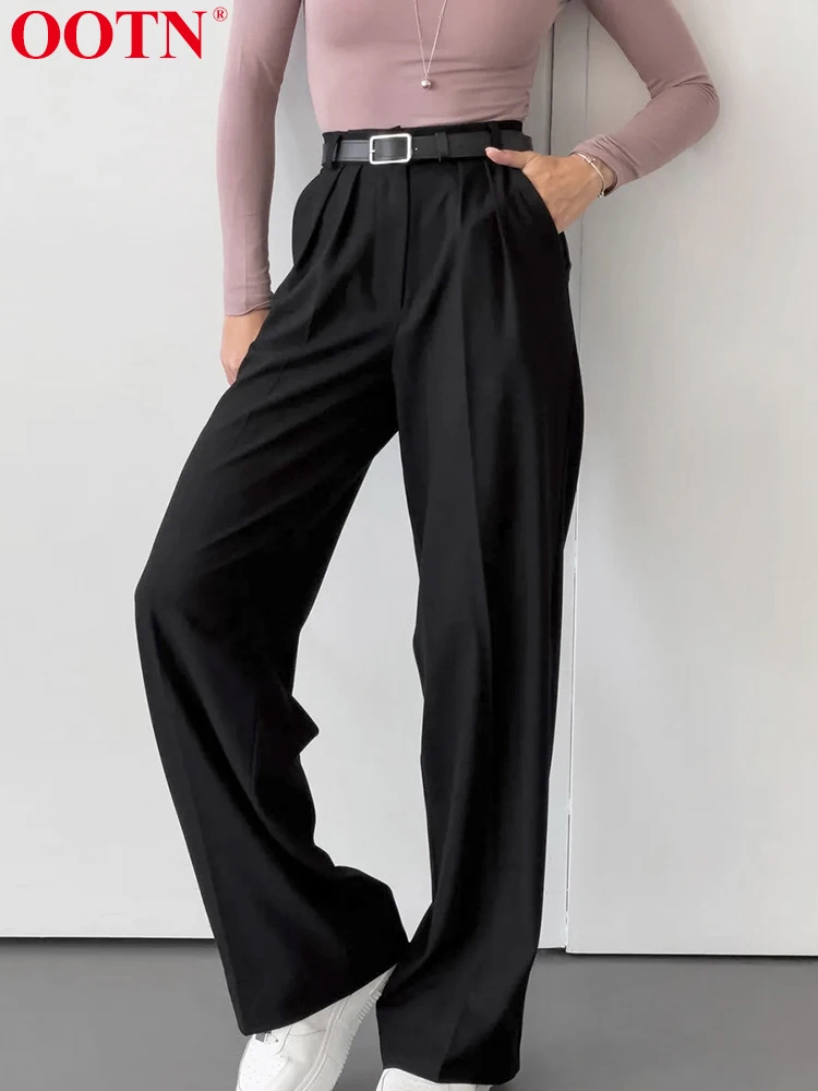 OOTN Fashion Trousers Women Loose High Waist Wide Leg Pants Office Lady Streetwear 2024 Summer Casual Solid Female Elegant