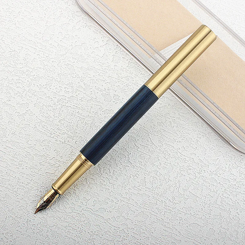 1pc Wood  MINI Fountain Pen Color Match Blue Wood Pen Spin EF F M Nib Stationery Office School Supplies Ink Pens